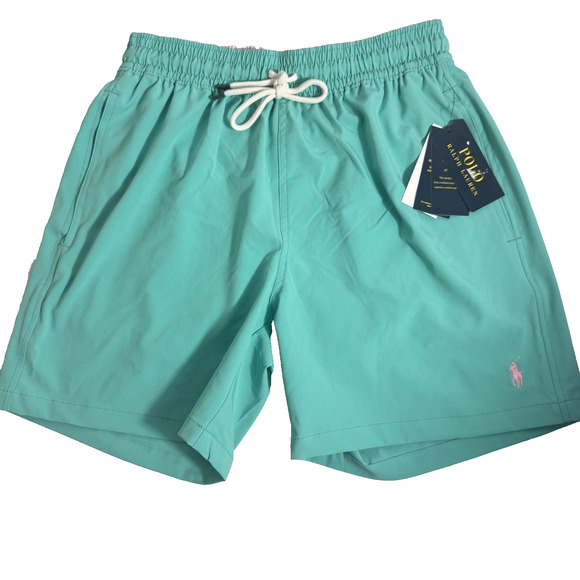 Polo Ralph Lauren Men's Small Green Solid Polo Swim Trunks - Picture 1 of 9